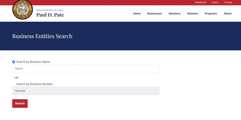 Iowa Business Entity Search